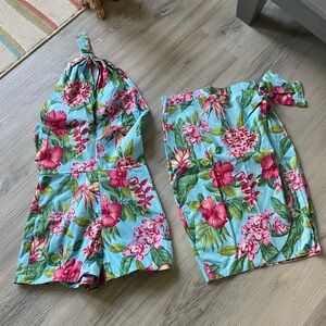 Tiki play suit with matching skirt and top